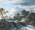A river Landscape with a Waterfall - Jacob Van Ruisdael
