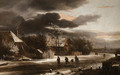 A winter Landscape with Villagers on a Path - Jacob Van Ruisdael