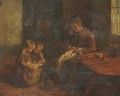 Children reading in an interior - Jacob Simon Hendrik Kever