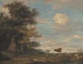 A shepherd and his dog resting in a wooded landscape - Salomon van Ruysdael