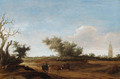 A landscape with a shepherd and cattle on a path - Salomon van Ruysdael