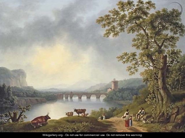 The Volturno with the Ponte Margherita, near Pisa - Jacob Philipp Hackert