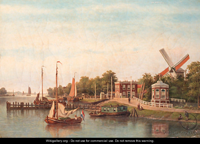 Sailing boats on the Amstel, Amsterdam, with the Stadhouderskade beyond - Johannes Hilverdink