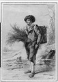 A Man on the Ice, wearing a basket on his back, holding a bundle of reed - Jacob van Strij