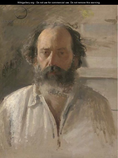 Portrait of a gentleman, bust-length, in a white shirt - Italian School