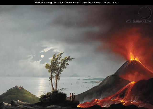 The eruption of Mount Vesuvius - Italian School