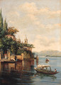 Figures on an Italianate Lake - Italian School