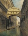 A view of the Bridge of Sighs and the Rio del Palazzo, seen from the Ponte della Paglia, Venice - Italian School