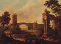 Figures Before Ruins In An Italianate Landscape - Italian School