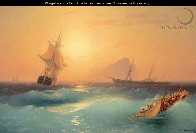 American Shipping off the Rock of Gibraltar - Ivan Konstantinovich Aivazovsky