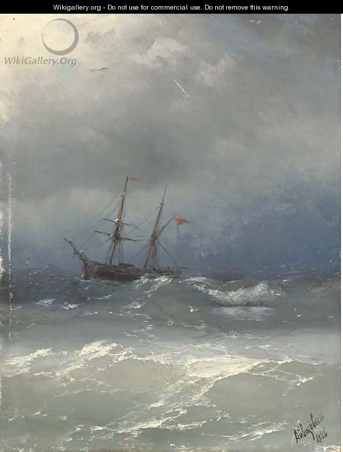 A ship in stormy seas - Ivan Konstantinovich Aivazovsky