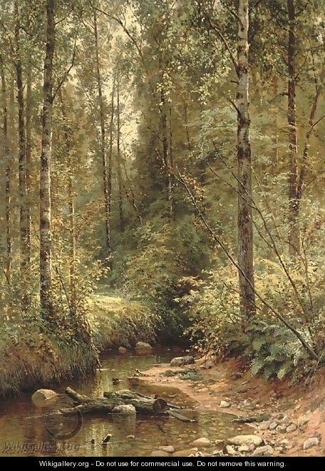 A forest stream - Ivan Shishkin