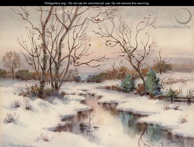 A stream in a winter landscape - Iulii Iul