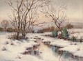 A stream in a winter landscape - Iulii Iul