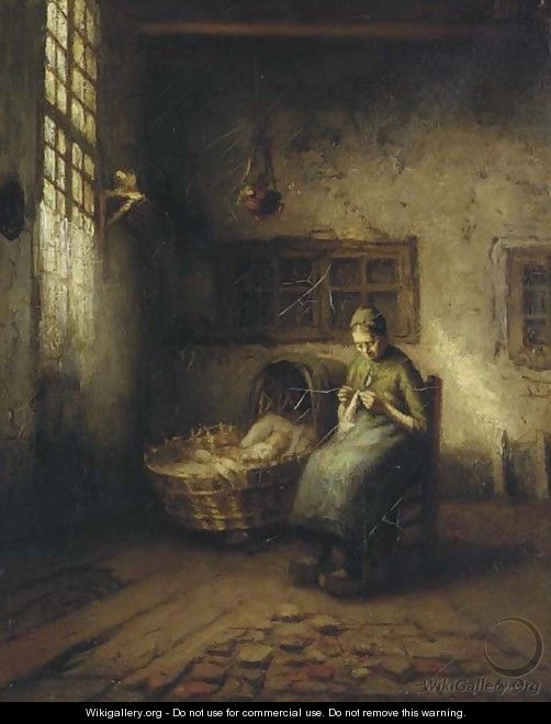 A mother and sleeping baby in a cot - Jac Shoeck