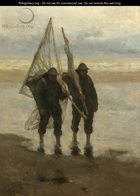Fishermen on the beach - Isidore Verheyden