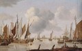 Dutch shipping off an estuary with a threemaster - Isaac Walraven