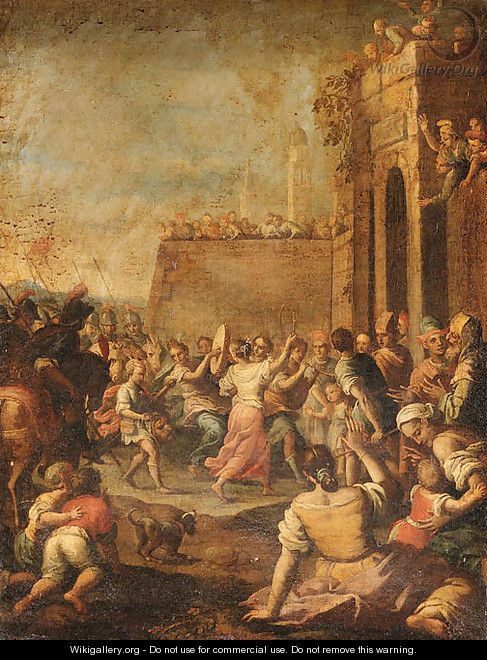 The Triumphal Entry of David into Jerusalem - Italian School