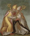 Two bishops greeting each other - Italian School