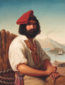 A Neapolitan Fisherman with Vesuvius beyond - Italian School