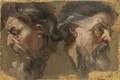 Two bearded heads in profile - Italian School