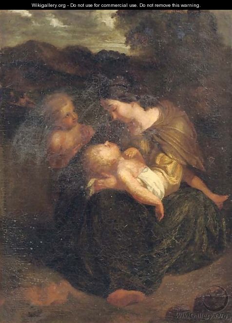 The Virgin and Child with the young Saint John the Baptist in a landscape - Italian School