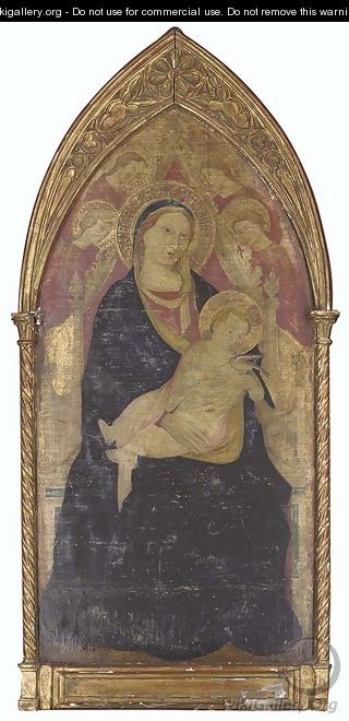 The Virgin and Child enthroned, surrounded by angels - Italian School