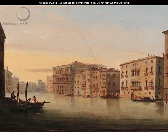 Gondolas on the Grand Canal, Venice - Italian School