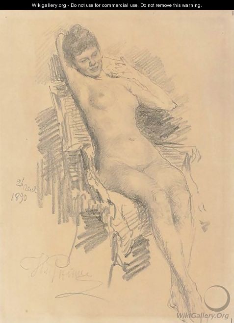 A reclining nude - Ilya Efimovich Efimovich Repin
