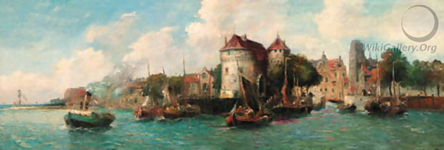 A Continental harbour - Hungarian School