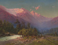 A stream running through snow-capped mountains - Il'ia Nikolaevich Zankovskii