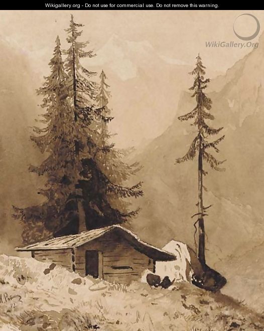 Wooden Hut in an Alpine Landscape - Ilya Efimovich Efimovich Repin