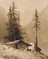 Wooden Hut in an Alpine Landscape - Ilya Efimovich Efimovich Repin