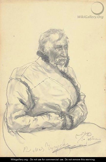 Portrait of a gentleman in a sheepskin kaftan - Ilya Efimovich Efimovich Repin
