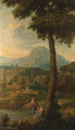 Italianate landscapes with figures and classical buildings - Isaac de Moucheron