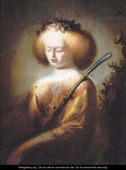 A shepherdess holding a staff - Isaac de Jouderville