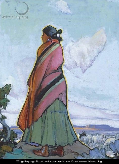 Navajo Shepherdess - Ira Diamond Gerald Cassidy