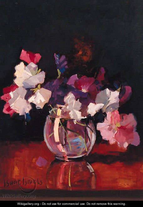 Sweet-peas in a rotund glass Vase - Isaac Israels