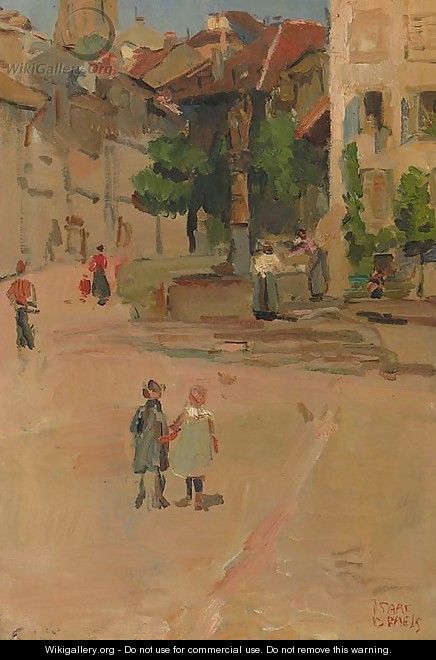 Figures by the St. Anne fountain in Fribourg, Switzerland - Isaac Israels