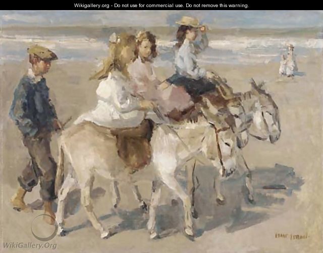Ezeltje rijden a donkey-ride on the beach - Isaac Israels