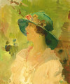 Dame met groene hoed a lady with a green hat - Isaac Israels