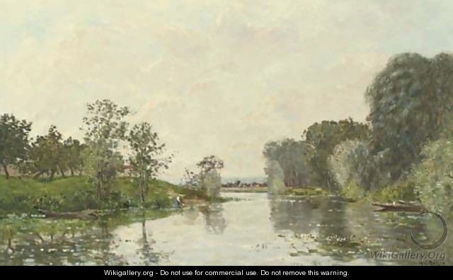 A River Landscape, Summer - Hippolyte Camille Delpy