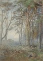 The moon rising over a woodland ride - Howard Gull Stormont