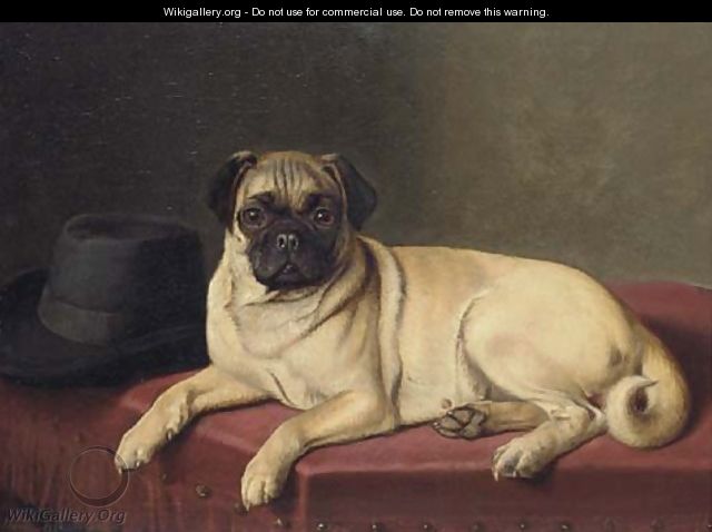 Waiting for Master - A pug on a stool - Horatio Henry Couldery
