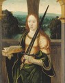 A female martyr saint a compartment from an altarpiece - Hispano-Flemish School