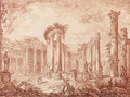 The temple of Serapides at Pozzuoli - Hubert Robert
