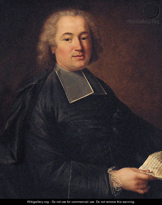 Portrait of a cleric, half-length, holding a letter - Francois-Hubert Drouais