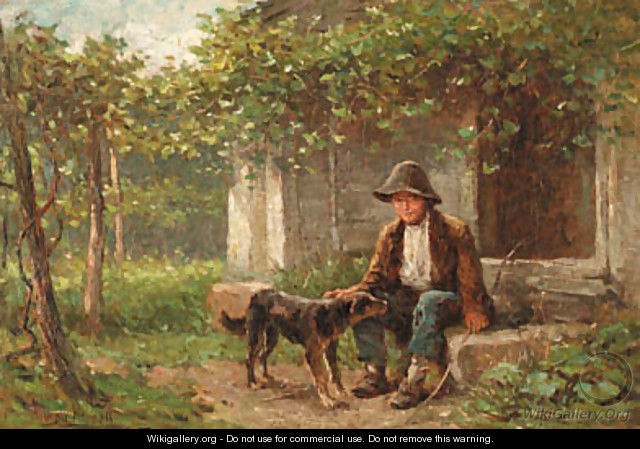 Young Boy with Dog - Hugh Newell