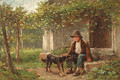Young Boy with Dog - Hugh Newell