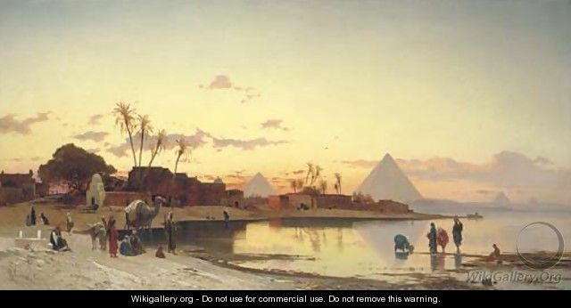 Sunset on the Nile, Cairo - Hermann David Salomon Corrodi